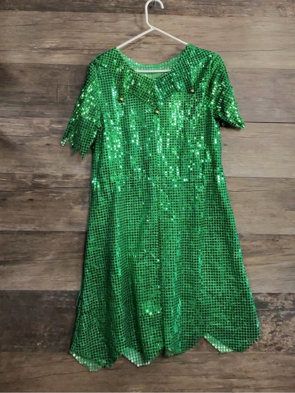 Oriental Trading Elf Women’s Emerald Sequin Short Sleeve Formal Dress Costume